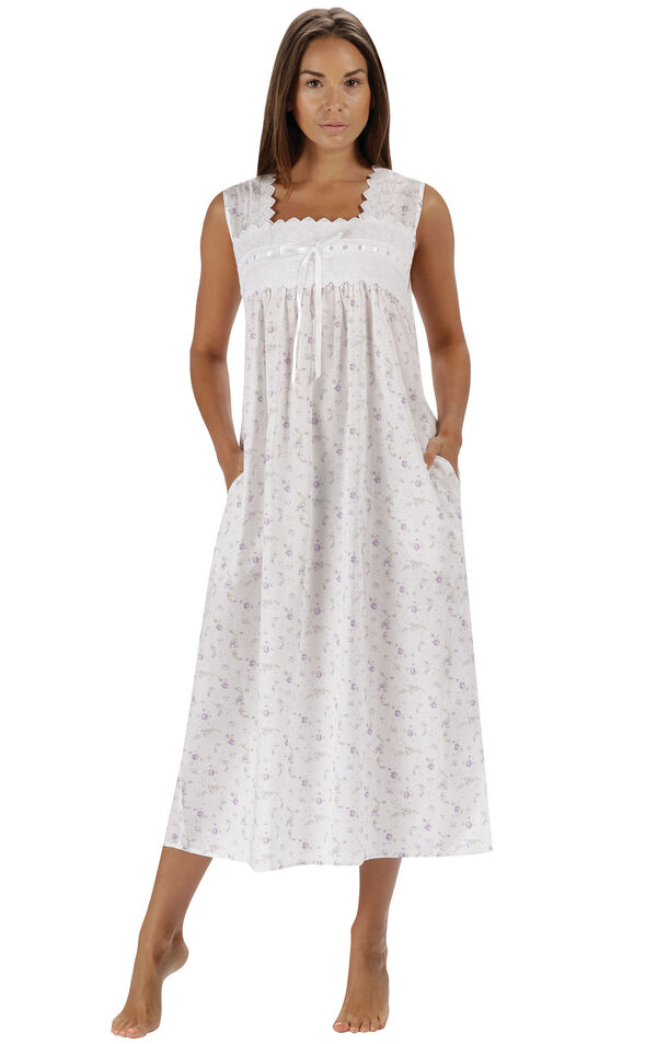 Model wearing Laurel Nightgown - Lilac Rose image number 2