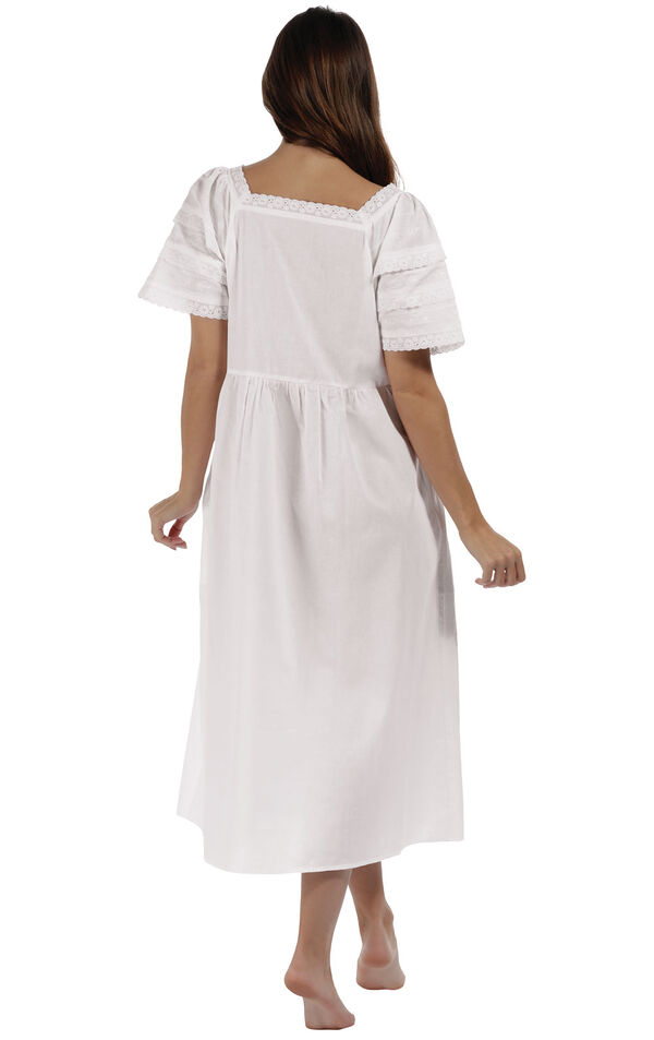 Model wearing Amanda Nightgown - White