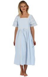Model wearing Amanda Nightgown - Blue image number 0