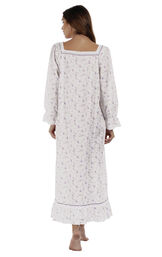 Model wearing Martha Nightgown in Lilac Rose for Women, facing away from the camera image number 1