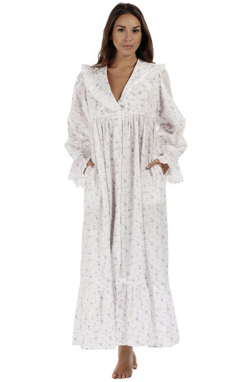 Amelia - Victorian-Inspired Long Sleeve Cotton Nightgown - Lilac Rose