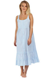 Model wearing Ruby Nightgown in Blue image number 2