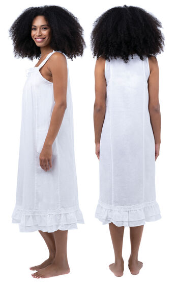 Eloise - Victorian Sleeveless Cotton Nightgown - White